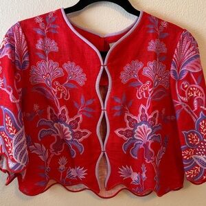 Farm Rio Porcelain Garden Linen Blouse